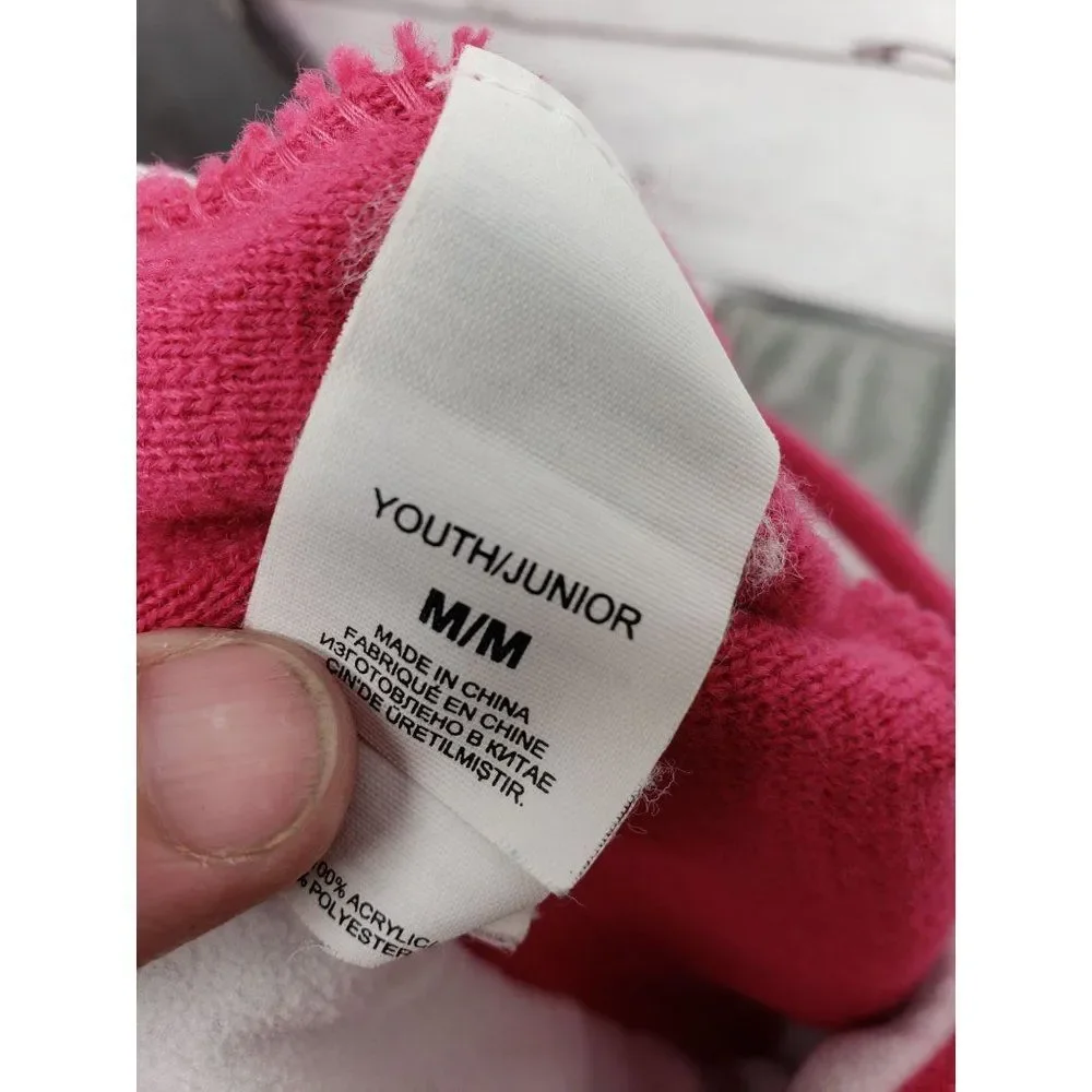 The North Face Girls Youth Junior Medium Pink‎ Logo Beanie Hat